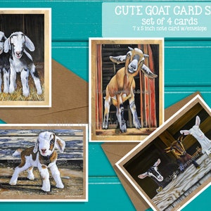 Cute Goat Card Set - Set of 4 Goat Designs - Goat Lover Note Cards - Farm Animal Cards - Goat Lover Note Cards - Goat Greeting Cards - Goats