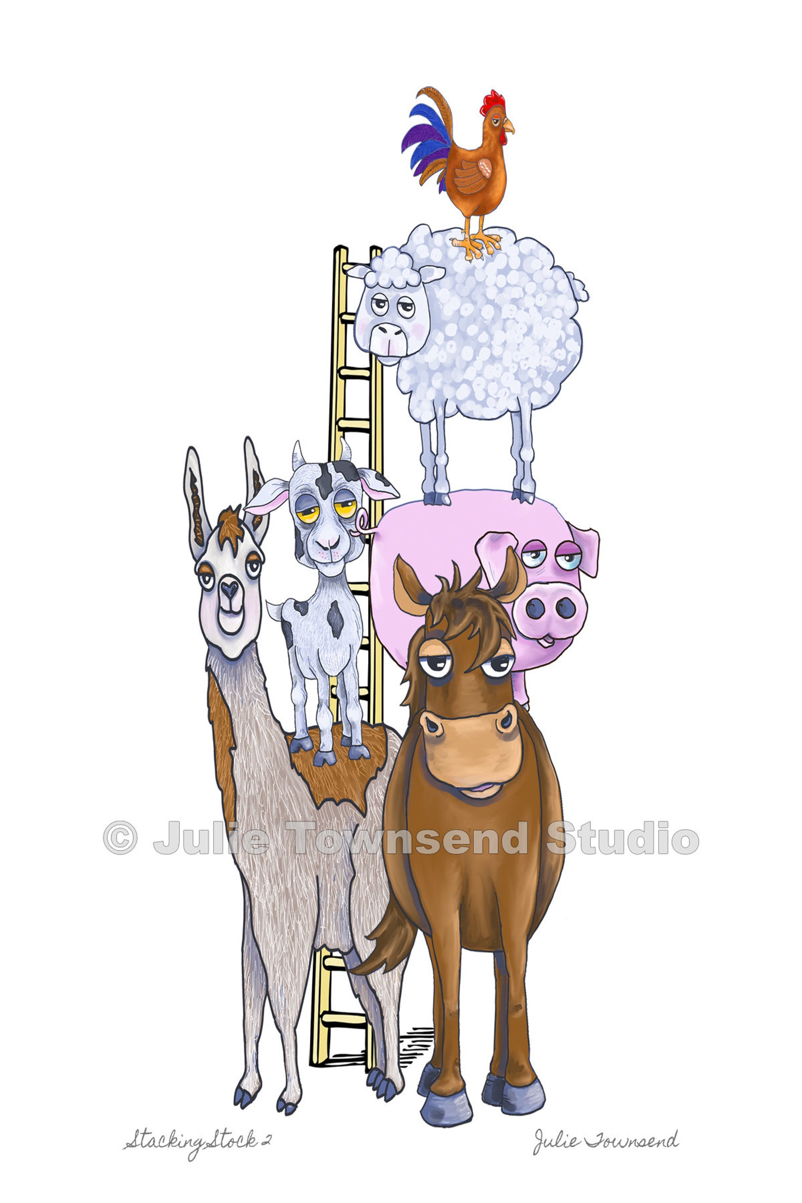 Stacked Farm Animals Farmhouse style poster Farm animals | Etsy