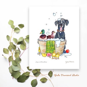 Farm Dog and Ducks Art Print - Black Lab Wall Art - Cozy Farmhouse Bathroom - Farm Laundry Room Art - Ducks and Labrador Retriever - Lab Mom 画像 3
