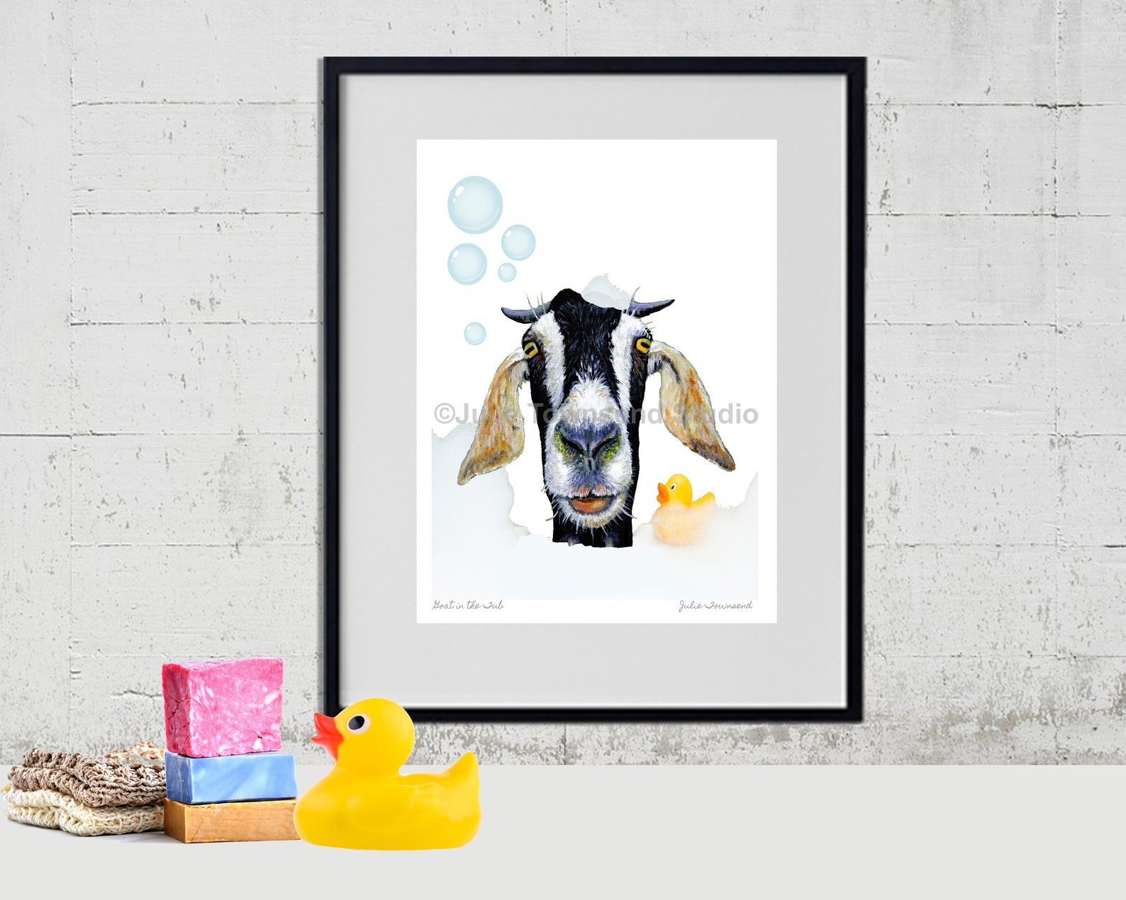 Goat Taking a Bubble Bath Goat in the Bath Tub Wall Art Etsy