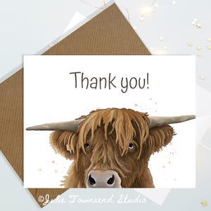 Adorable Highland Cow Thank You Card Set - Cute Appreciation Cards to show your Gratitude - Thank You Card Set - Sending Smiles in the Mail