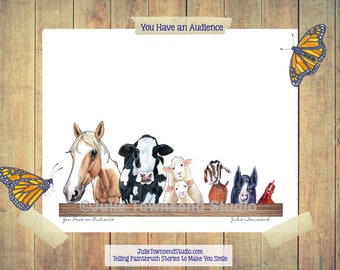 You Have an Audience Art Print - Farm Animal Wall Art - Farm Animals in a Line - Farmhouse Kitchen Wall Art - Farm Themed Nursery Art - Cows