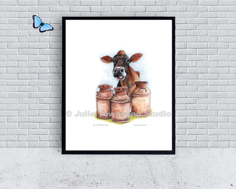 You Got the Cookies  Jersey Cow Wall Art  Vintage Cream image 1
