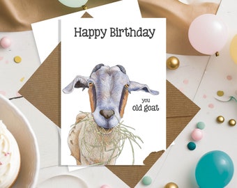 You Old Goat Birthday Card - Adorable Goat Birthday Greetings - Perfect for Goat Lovers - Funny Goat Birthday Gift - Birthday on the Farm