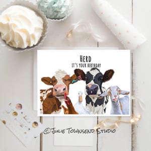 The Whole Barnyard Gang Wishing a Happy Birthday - Adorable Cows Goats and Chicken - Cow Mom Birthday Gift - Farm Animals on a Birthday Card