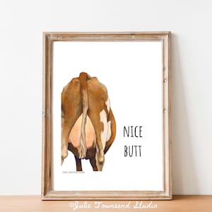 Funny Cow Themed Bathroom Wall Art - The Rear View of a Jersey Cow - Udder Art Print - Farm themed Bathroom art to make your guests smile