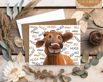 Cute Cow Thinking of You Note Cards - Perfect card to send encouraging words, thoughts and prayers - sending smiles and hugs in the mail.