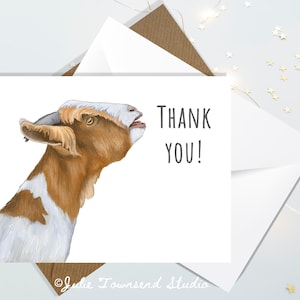 Cute Goat Thank You Cards - Set of 10 Small Note Cards - Folded ...