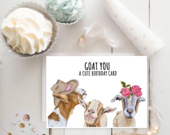 Cute Goat Birthday Card - Adorable Goat Birthday Card - Perfect Card for Goat Lovers - Funny Goat Mom Birthday Gift - Farm Animal - Handmade