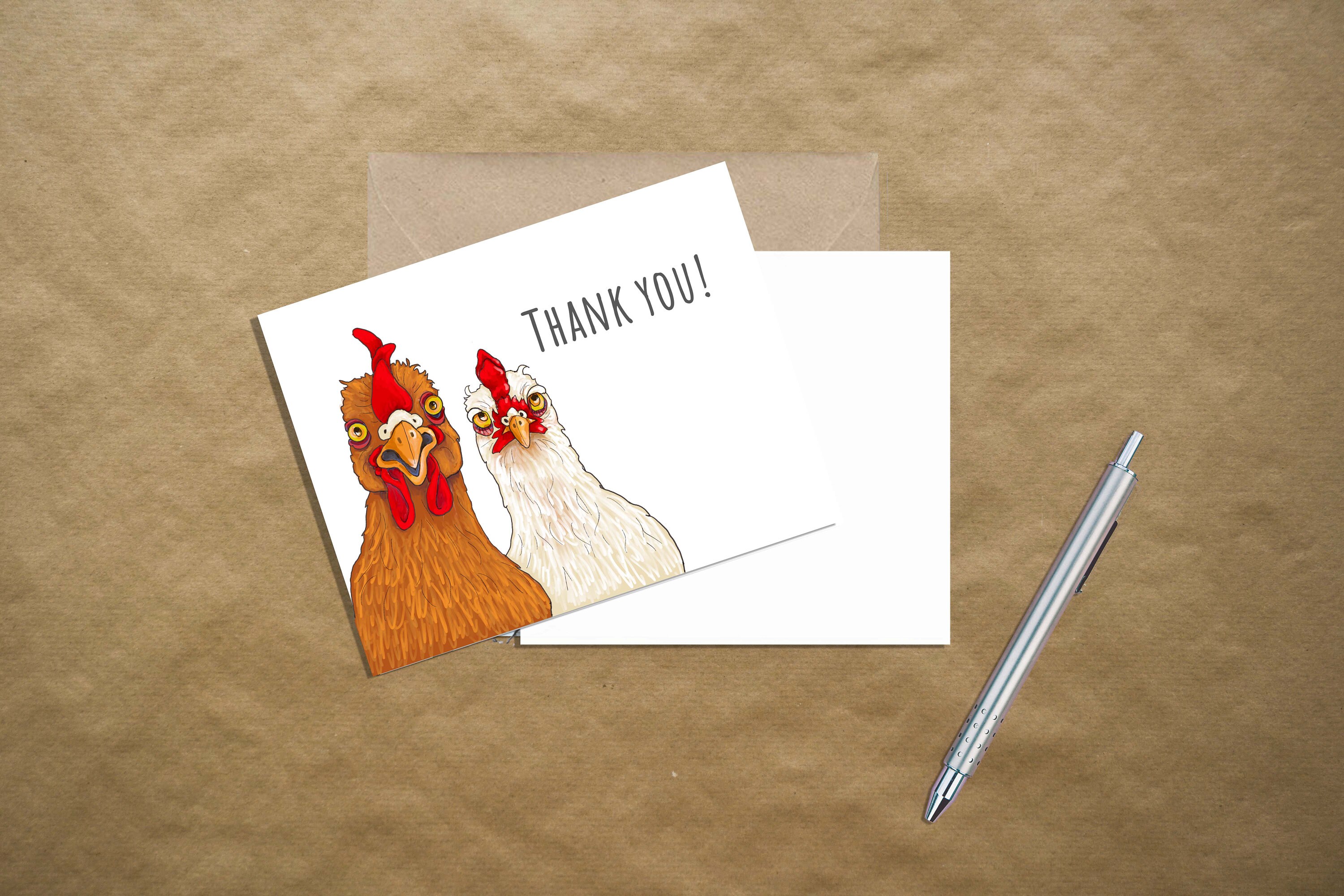 Funny Chicken Thank you Cards Mini Note Cards Chicken Mini Etsy