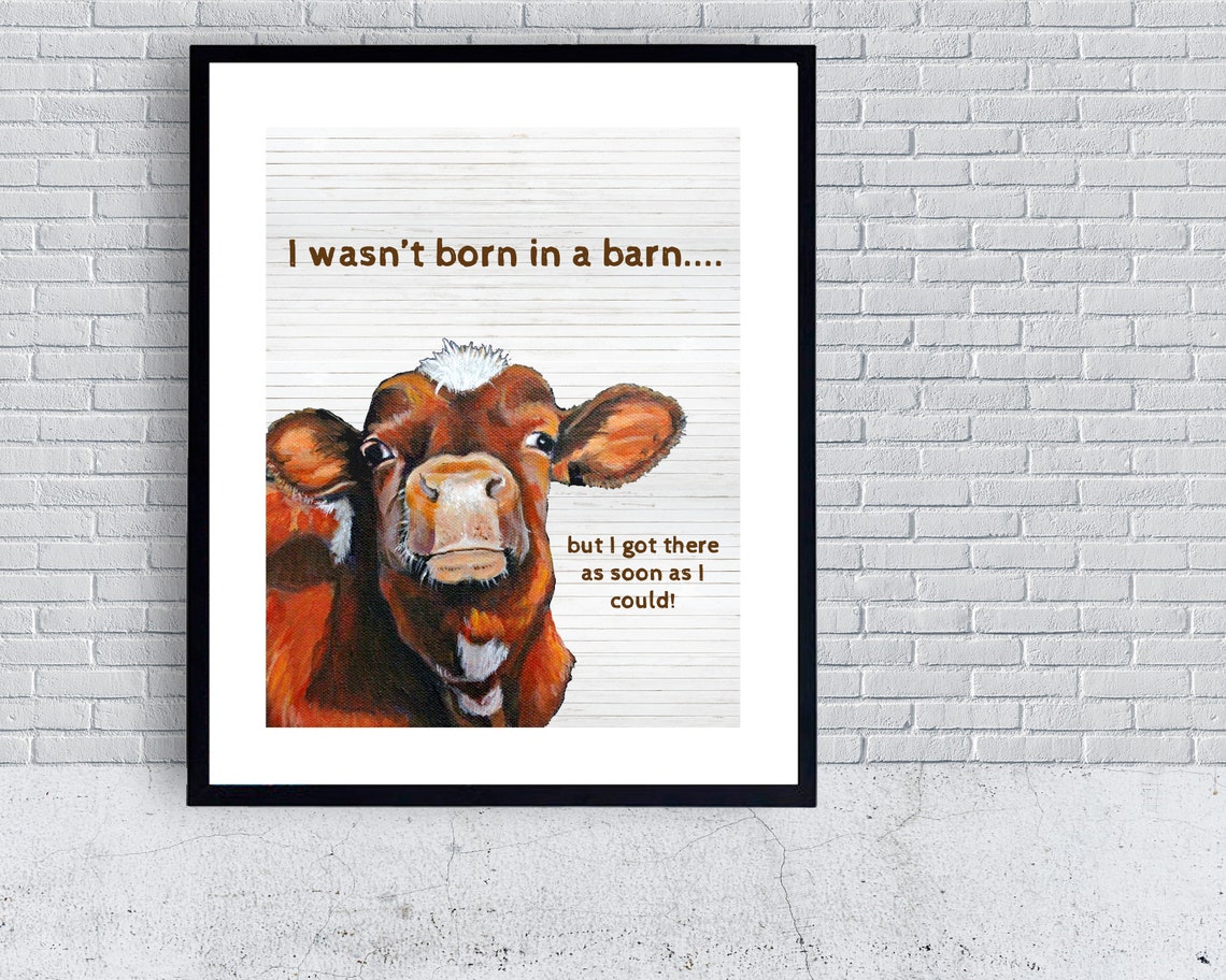 Funny Jersey Calf Art Print Farm humor Cow lover gift | Etsy