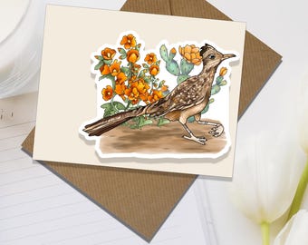 Southwest Desert Roadrunner Sticker - Mojave Desert Wildlife Collection - State Bird of New Mexico - Spirit Animal - Beep Beep Road Runner