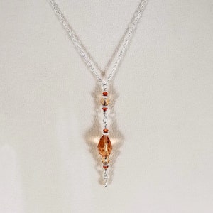 Orange Handcut Czech Crystal and Sterling Silver With Swarovski Pendant Crystal Fantasy Steampunk Victorian Necklace