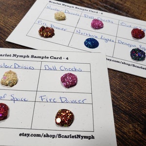 Sample Cards 4 or 6 Colors Custom Batch Boutique Chunky Glitter Mixes Watercolor Paints