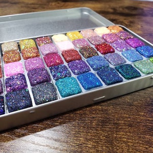 20% off 1/6/24/33/45/50/55/75 Pan Set of Chunky Glitters Watercolor Paint Handmade Boutique Colors Set of 1/4, 1/2, and Full Size Pans