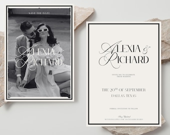 Minimalist Save The Date Invitation, Chic Canva Template