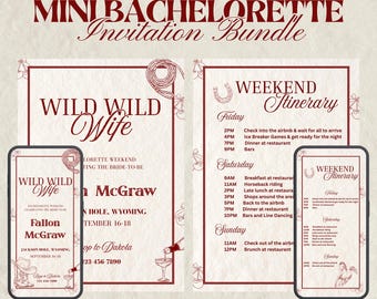 Wild Wild Wife vrijgezellenfeest uitnodigingsbundel, afdrukbare en digitale uitnodigingssjablonen van westerncanva