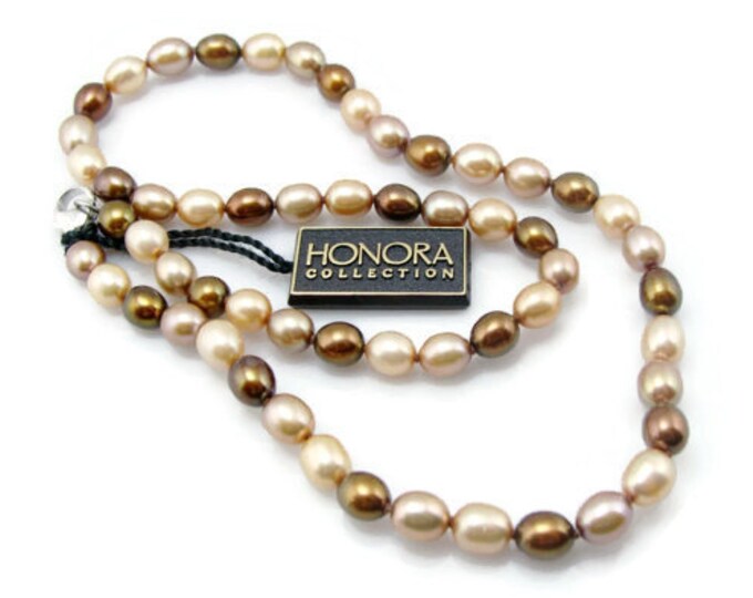 Honora Pearl Necklace Bronze and Creme Freshwater Pearl Etsy