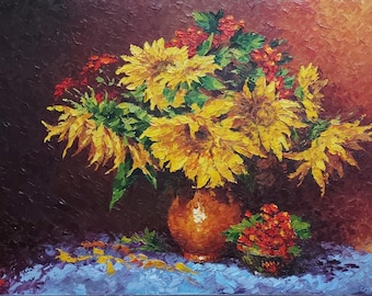 ひまわりの花束 - クロード・モネの手描き油絵の複製、6 つの花