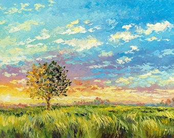 Original pastoses Ölgemälde – Handgemachte Landschaft auf Leinwand, 23.6 x 15.7