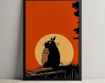 Totoro Sunset - Printable Wall Art - Digital Print - Download - Home Decor