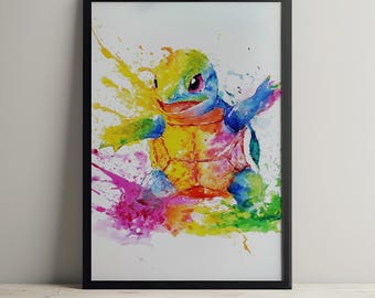 Charmander....I choose you! Messy Watercolour Style - Printable Wall Art - Digital Print - Download - Home Decor - Party Decor