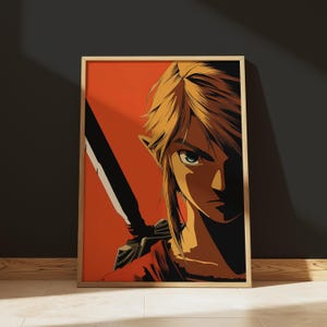 Link Close Up Anime Style - Printable Wall Art - Digital Print - Download - Home Decor