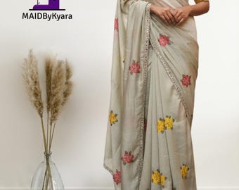 Zimmy Choo Silk Saree | Mirror Work | Designer Heavy Embroidered