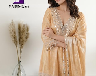 Fendy Mirror Work Kurti Set with Pant and Dupatta | Embroidered Ethnic Wear