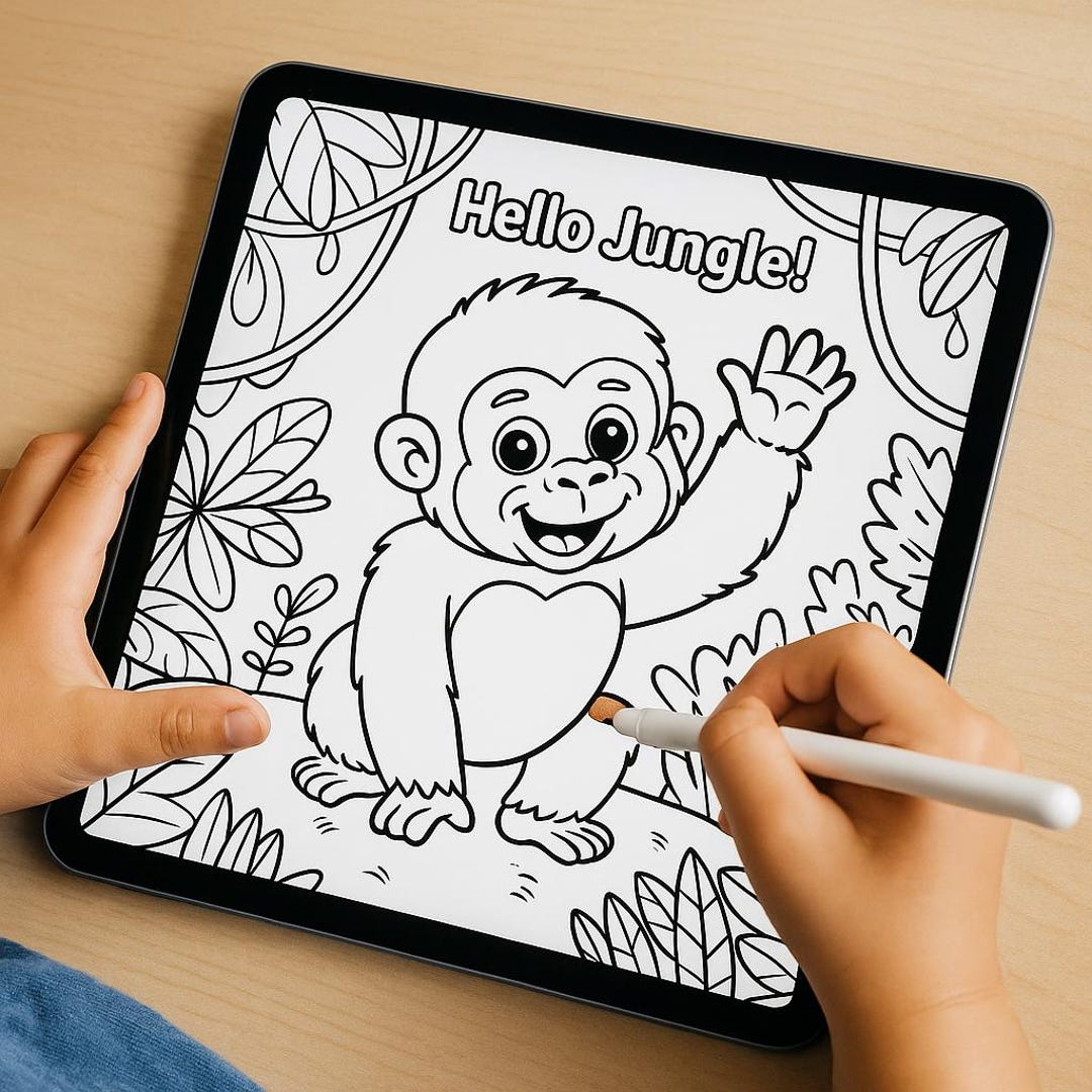 Cute Jungle Animals Coloring Book | 40 Printable Pages | A4 + US Letter ...