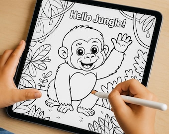 Cute Jungle Animals Coloring Book | 40 Printable Pages | A4 + US Letter PDF | Instant Download | Kids Ages 3–6