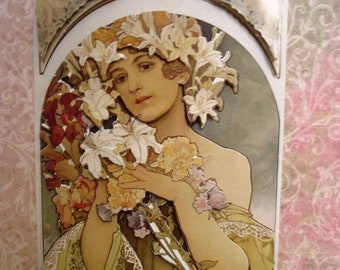 Alphonse Mucha Seasons 1896 All Occasion Handmade Card