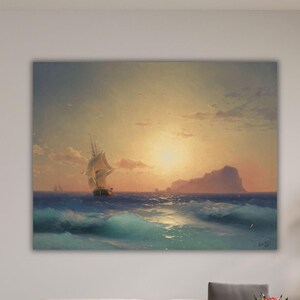 Sunset over Ischia 1873 Ivan Aivazovsky Poster,Ivan Aivazovsky Canvas Print,Ivan Aivazovsky Canvas Print,Fine Art Canvas,Famous Wall decor