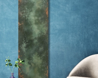 Grandes impresiones abstractas en lienzo verde, lienzo largo y estrecho, arte de pared, impresión vertical de naturaleza, sol moderno alto, árbol o montaña, decoración de pared para pasillo