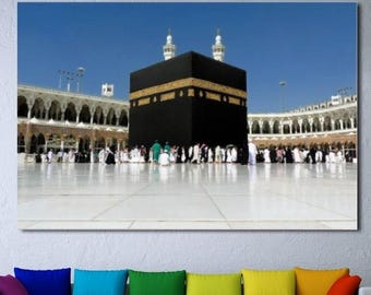Kaaba Poster Print,Kabe Canvas Wall Art,Mekka Extra Large Canvas Wall Art,Islamic Wall Art Decor,Mosque Wall Art Decor,Islamic Home Decor