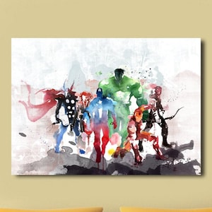 Avengers Poster Art,Avengers Canvas Print Art,Marvel Heroes Canvas Arts ,Kids Room Wall Art Decor,Averngers Print Art,Watercolor effect art