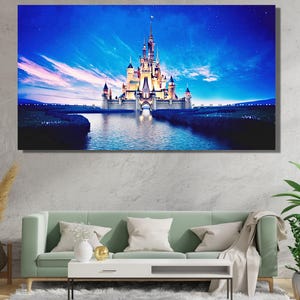 Cinderella Castle Canvas Wall Art Print,Disney Poster Wall Art,Disney Home Decor,Disneyland Kids Room Wall Art Decor,Gift for Girl Room Art