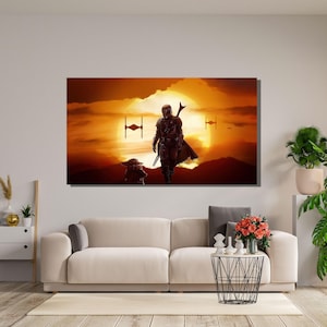 Mandalorian Poster Canvas Wall Art,Mandalorian Print,StarWars Movie Poster,Kids Room Wall Art Decor,Man Cave Wall Art Decor,Game Room Decor