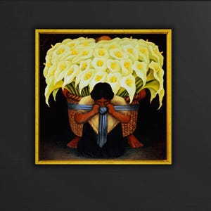 The Flower Seller by Diego Rivera Poster Print Art,Famous Painting,Exhibition Poster print,Yellow Flowers Painting Print Art,Famous Wall Art