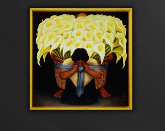 The Flower Seller by Diego Rivera Poster Print Art,Famous Painting,Exhibition Poster print,Yellow Flowers Painting Print Art,Famous Wall Art