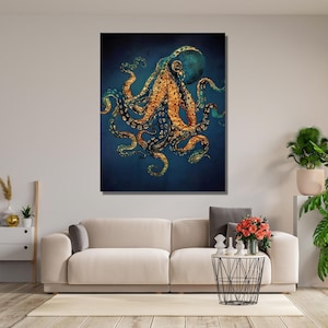Octopus Canvas Wall Art,Octopus Canvas Wall Decor,Octopus Artwork,Octopus Poster Print,Animal Canvas Wall Art,Housewarming Gift,Animal Print