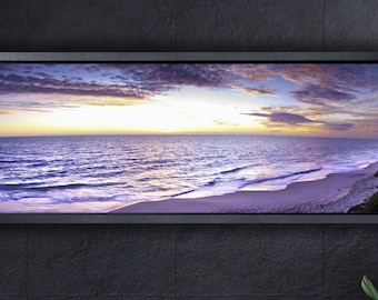 Sunset Oceon Beach Print Art,Panoramic Beach Landscape Canvas Wall Art,Landscape Wall art Decor,Sunset Landscape Wall Art,Housewarming Gift