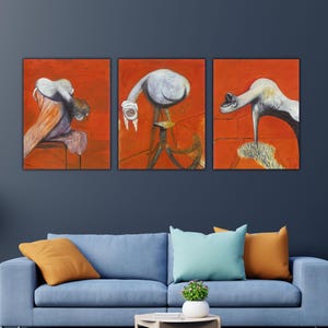 Set Of 3 Francis Bacon Triptych Art Vintage Poster Print,Francis Bacon Paintings Canvas Wall Art,Museum Exhibition Poster,Francis Bacon arts