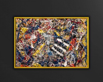 ジャクソン・ポロック、抽象画、灰色の抽象的な大型キャンバスアート