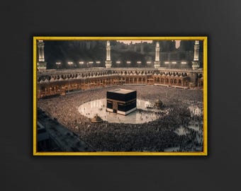 Retor Kaaba Poster Print,Kabe Canvas Wall Art,Islamic Wall Art Decor,Large Canvas Wall Art,Vintage Kaaba Wall Art Decor,Islamic Home Decor