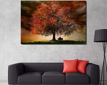 Big Oak Tree Print Art,Nature Forest Poster,Forest Painting,Botanical Canvas Wall Art,Gift for Home,Angel Oak Tree Art,Living Room Decor