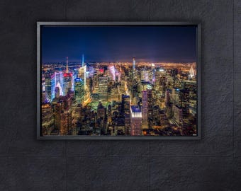 New York City Manhattan Night Poster/Canvas Wall Art,NYC Cityscape Art Canvas Print,New York City Wall Art Decor,New York Skyline Wall Decor
