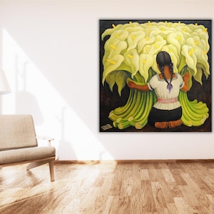 Diego Rivera The Flower Seller Poster Print Art,Famous Painting,Exhibition Poster print,Yellow Flowers Painting Print Art,Famous Wall Art