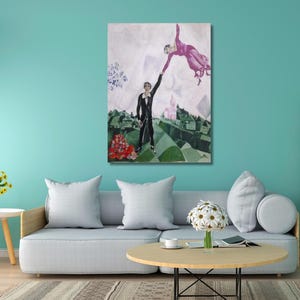 Marc CHAGALL La Mariée  Canvas Print Art,Marc CHAGALL Canvas Wall Art,chagall la mariee wall art,Exhibition Poster,Surrealism Wall art Print