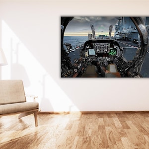 F 22 Raptor Cockpit Poster Print on Canvas Wall Art,Aircraft Poster,F22 Print Art,Aviation Blackbird Poster,Aviator Gift,Man Cave Art Decor